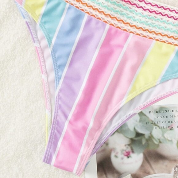 multicolor striped contrast trim bikini - Picture 5 of 6